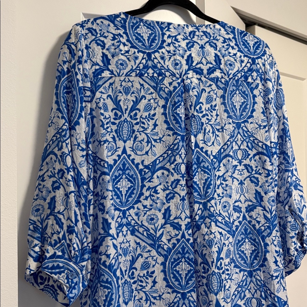EUC [Ethyl] Celine Central Button-Up Flowy Lightweight Blouse Shirt Top Womens M - Picture 7 of 10